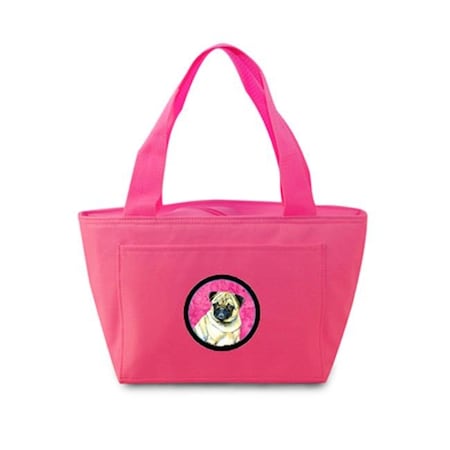 Carolines Treasures Carolines Treasures LH9387PK-8808 Pink Pug Zippered Insulated School Washable And Stylish Lunch Bag Cooler LH9387PK-8808